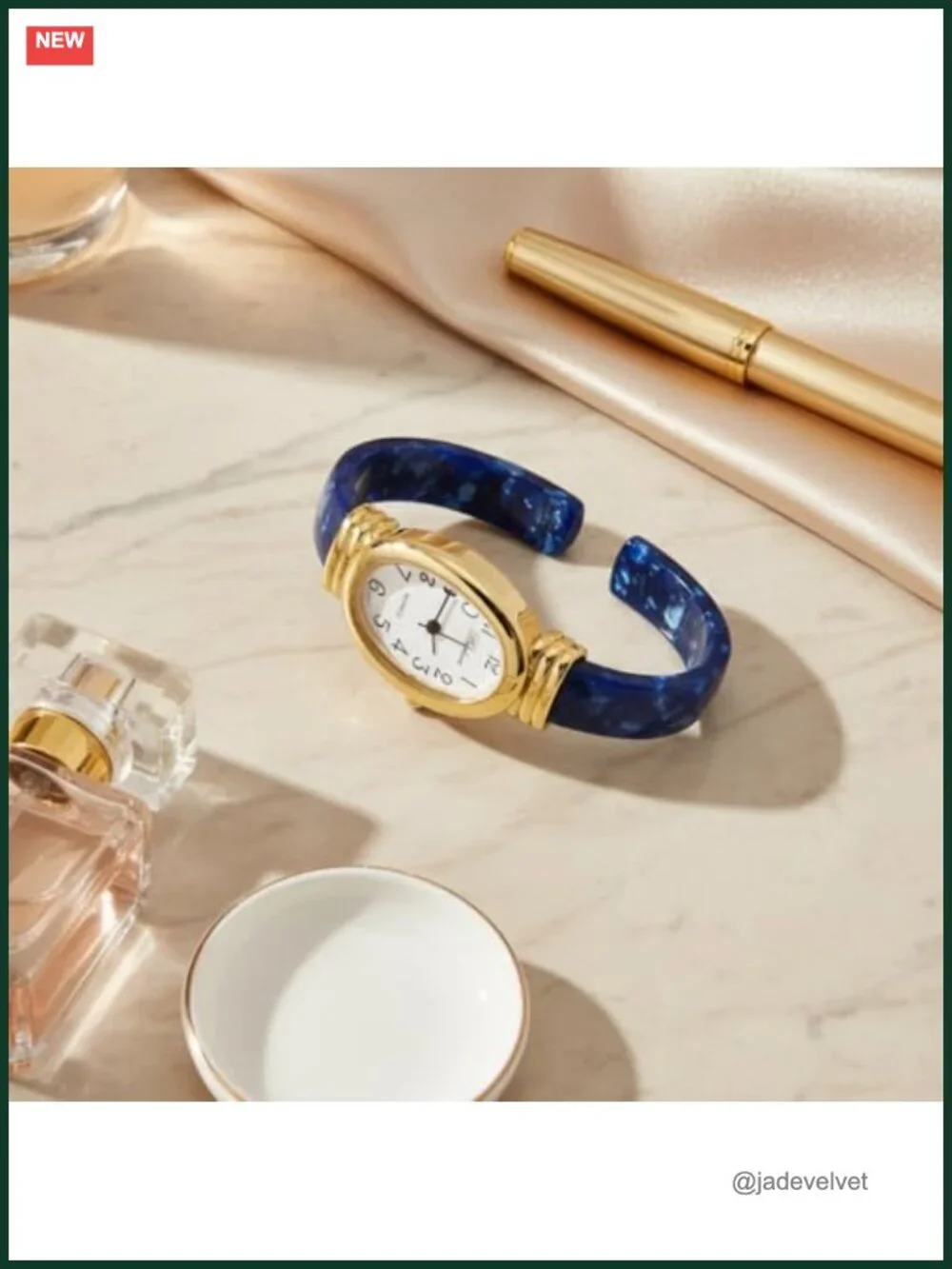 Acrylic Cuff Bangle Watch Alloy Case Analog Quartz Women's Bracelet